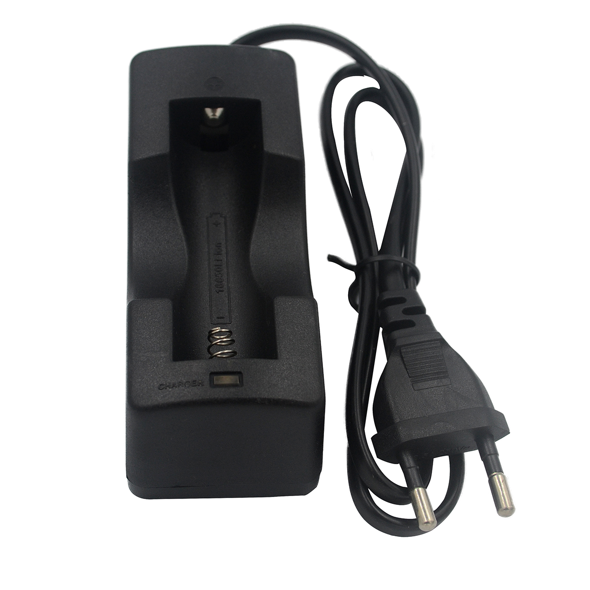 3.7v 1200 mah sovitin 18650 li- ioniakulle ladattava li-ion akku taskulamppulatureille eu plug akku ac laturi: Ei akkua