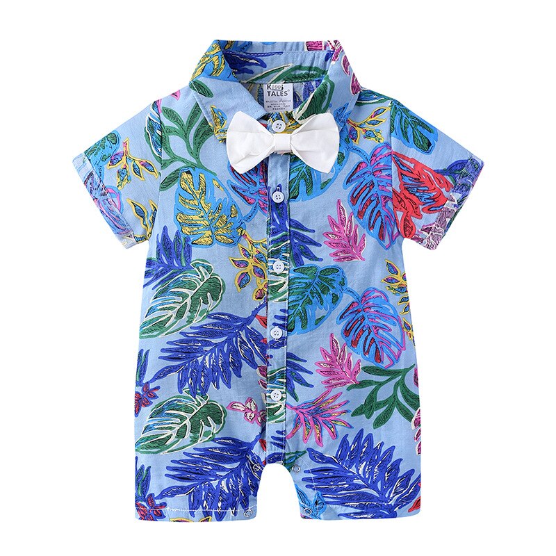 Een Stuk Kleding Baby Baby Boy Korte Mouw Romper Jumpsuit Bloemen Een Stuk Bodysuit Shirt Hawaiian Outfits: D / 6m
