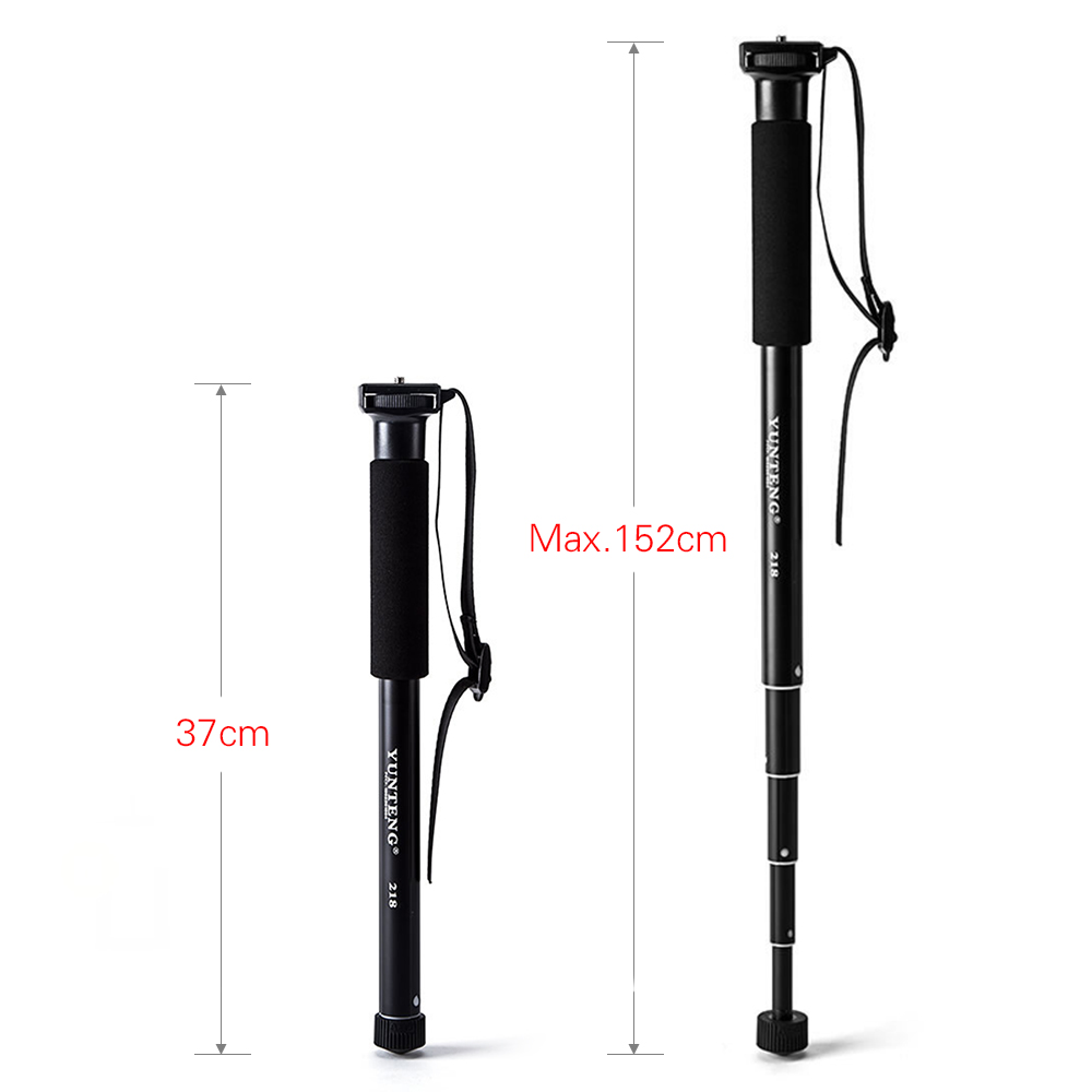 YT-218 Fotograficzny monopod ze stopu aluminium 1/4 cala Mocowanie śrubowe 37-152 cm Regulowana wysokość Maks. Obciążenie 1,5 kg dla lustrzanki cyfrowej ILDC