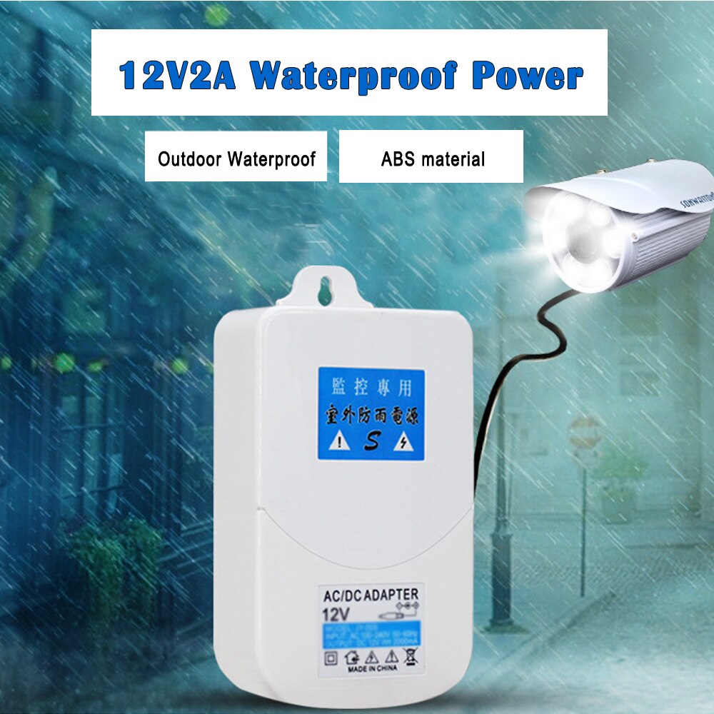 NEOCoolcam Waterproof Outdoor Power Supply DC 12V 2A Power Adapter Power + 10M Extension Cable for CCTV Camera