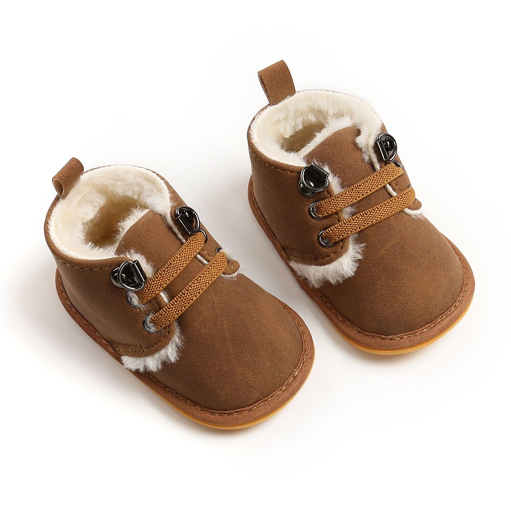Pasgeboren Baby Casual Schoenen Winter Warme Voering Kids Antislip Rubberen Zool Laarzen: Dark Brown / 13