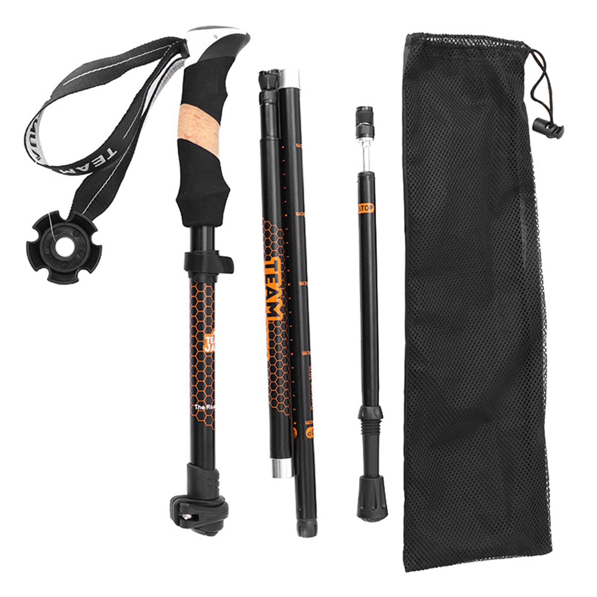Alpenstock, Portable Adjustable Aluminium Alloy Walking Stick Trekking Pole for Mountaineering, Black