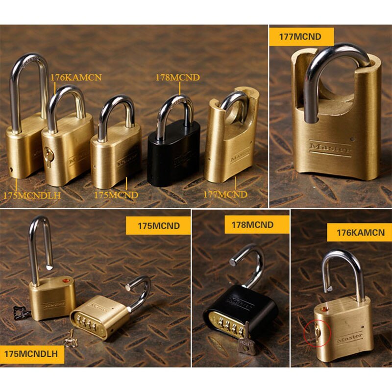 Master Lock Password Padlock Brass Solid Body Anti-rusting Combination Code Lock Door Locker Anti-theft Padlocks Waterproof