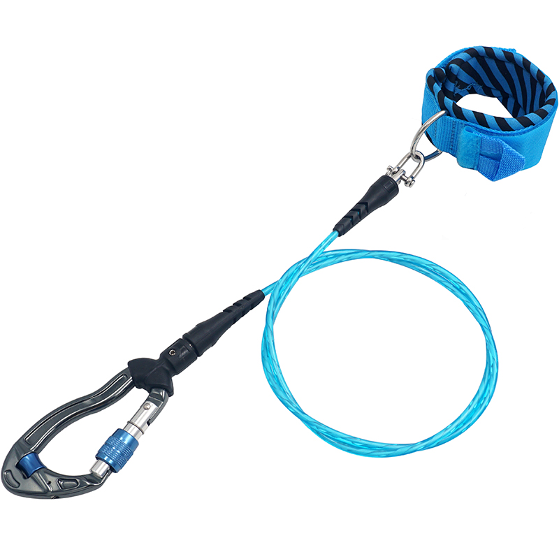 Underwater Freediving Diving Lanyard 316 stainless steel Rope With Carabiner Swivel Snap Loose Safety Cable Security Wristband