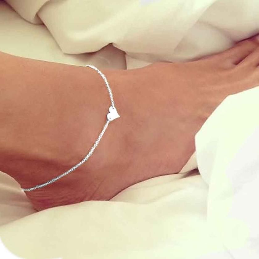 Bracelets on the feet Gussy Life Girl Simple Heart Ankle Chain Beach Foot Sandal Jewelry Jun13