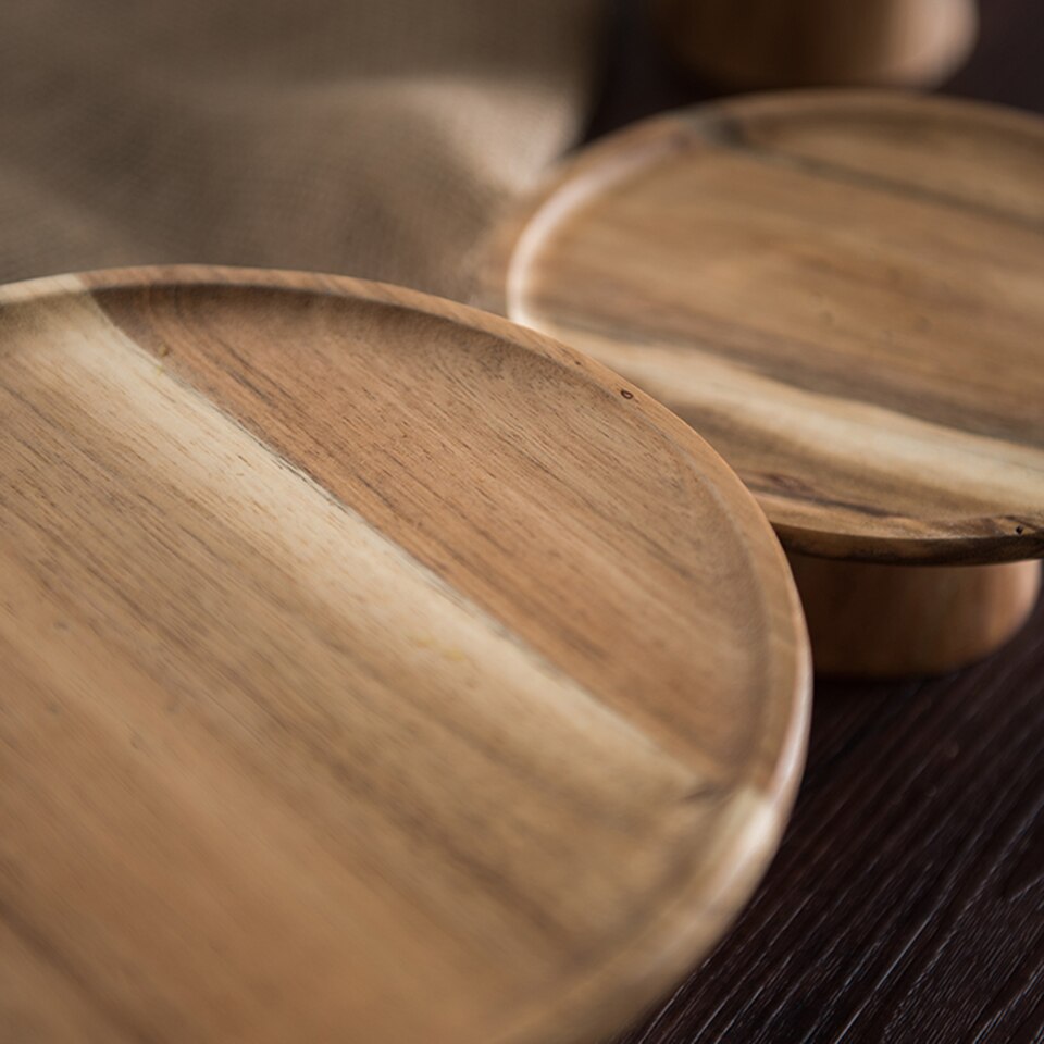 Transhome Retro Wooden Cake Stand Modern Living Room Japanese Sushi Cake Tray Afternoon Tea Decoration Cupcake Stand