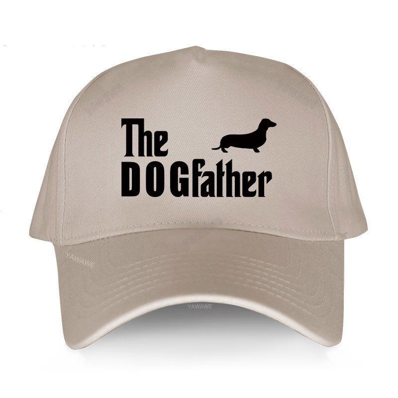 Dachshund Sausage Dog The Dogfather Funny Baseball cap Men Summer Casual Dad hat Unisex adjustable hip hop caps: beige