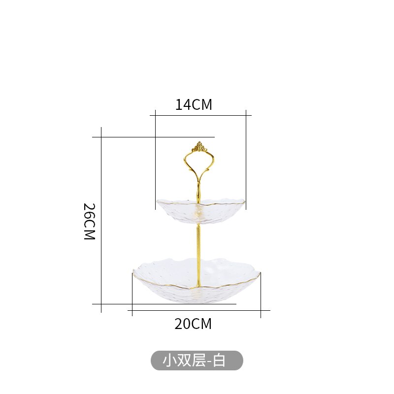 Nordic light luxury 3 layer cake tray double dessert fruit tray living room home dried fruit snack candy tray: A-2-S