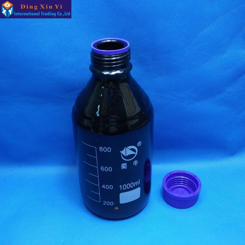 1000ML amber glass reagent bottle with blue screw cap laboratory reagent bottle lab glassware