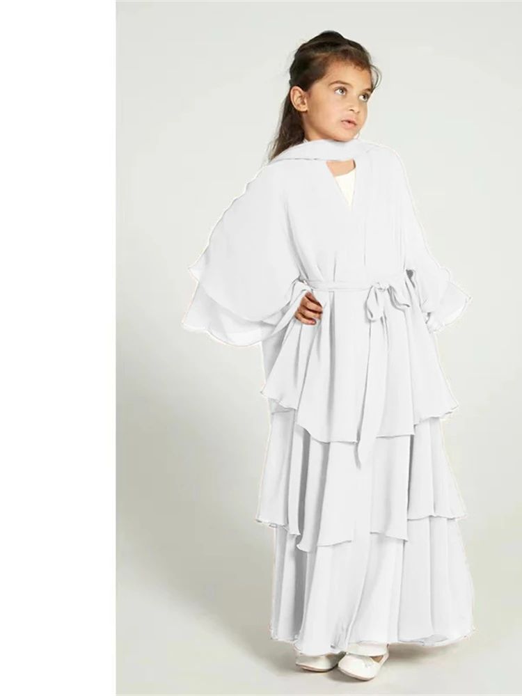 Ramadan Niqab Khimar Chiffon freundlicher Muslim Abaya Dubai Truthahn Islam Kleid Gebets kleidung für Frauen Kebaya Kleid Femme Musulmane: S / Weiß