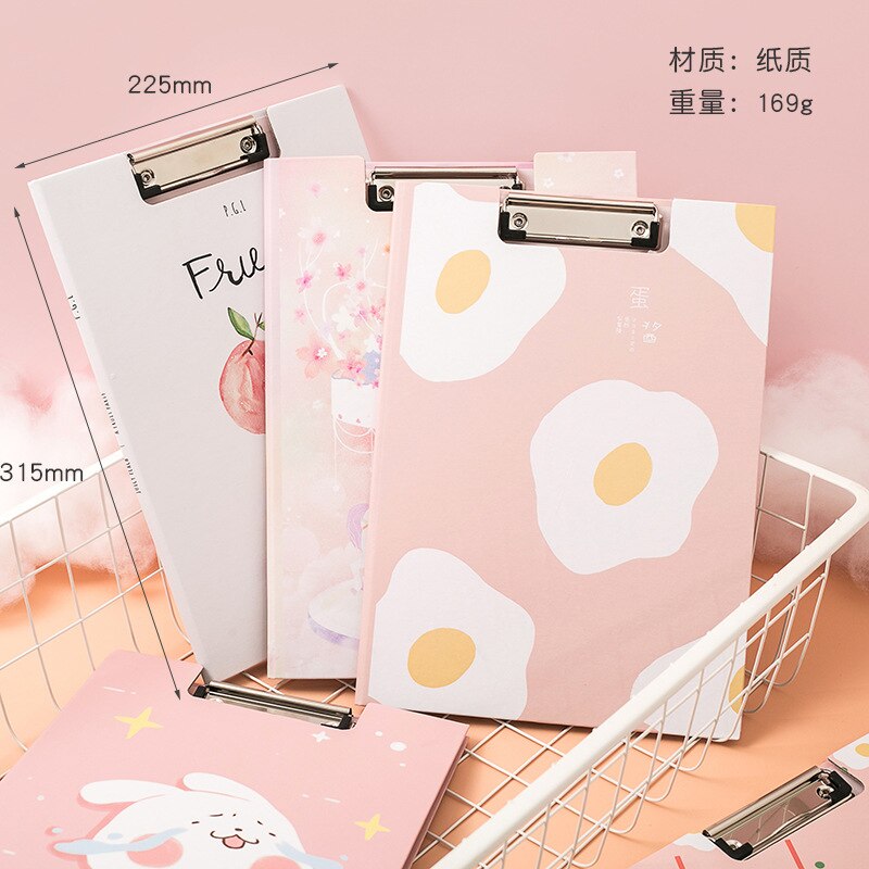 2pcs/set Cartoon A4 Flip Clip Student Cute Paper Clipboard Folder Pad for Office Supply Writing Clipboard Stationery School