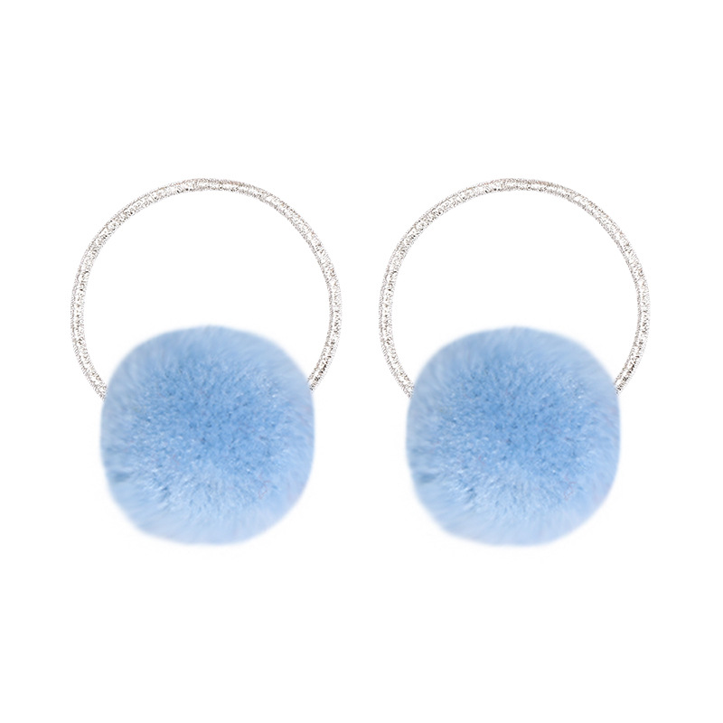 2 Stuks Leuke Baby Kleurrijke Pompoms Haarbanden Elastische Haar Ring Voor Meisjes Haar Tie Touw Kids Hoofddeksels Baby haar Accessoires: 2pcs blue