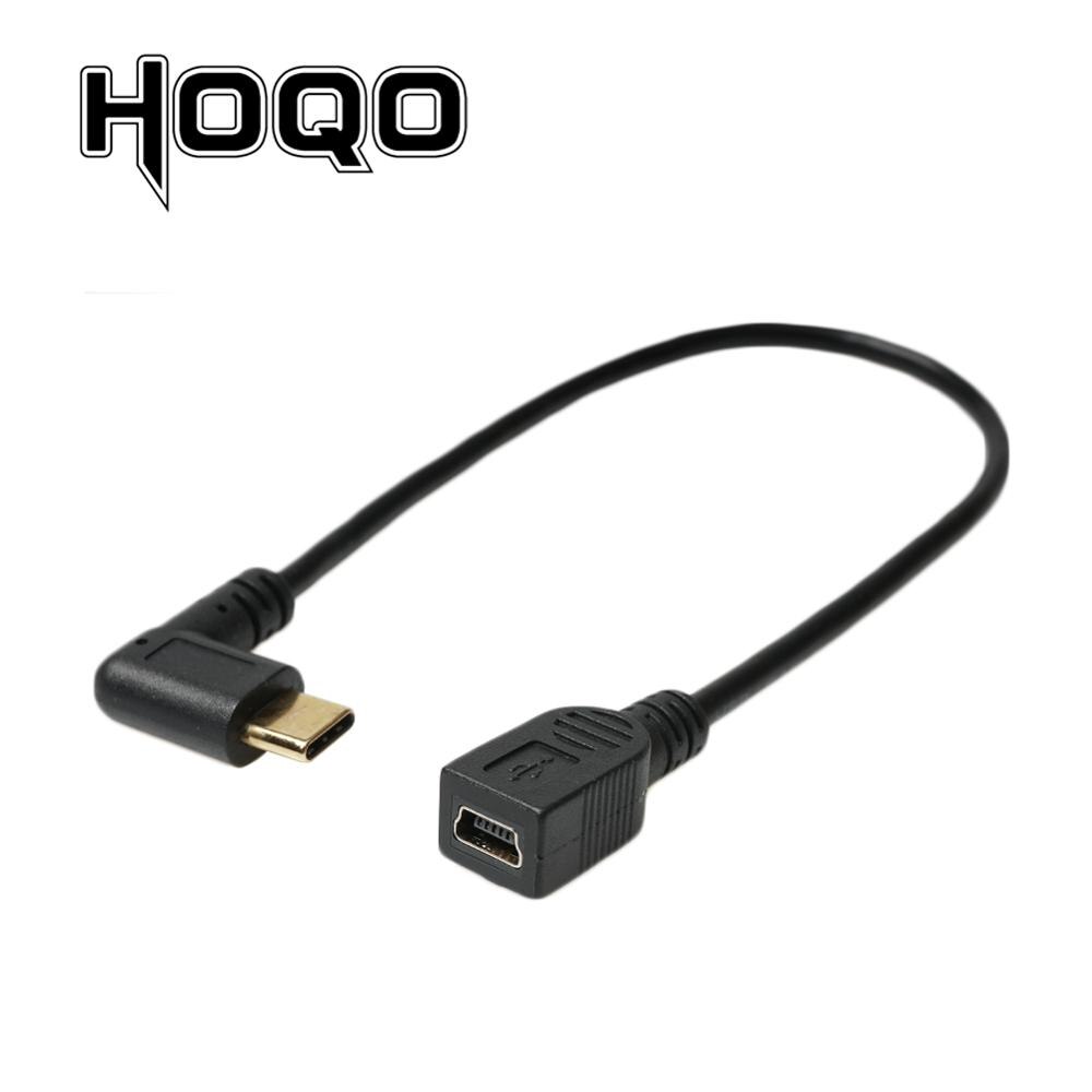 Acodado 90 grados USB C Micro B Mini USB 5 pines macho a USB 3,1 tipo C codo Micro USB 2,0 OTG adaptador de Cable de datos: to Mini Female