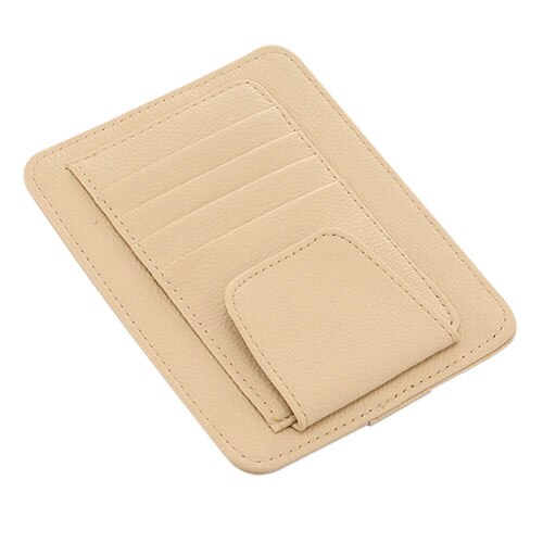 IKSNAIL wielofunkcyjny samochodowy organizer na dokumenty karty na osłonę przeciwsłoneczną uchwyt Oksford tkaniny samochodowe organizuj pudełko etui na karty okulary przeciwsłoneczne klip wyposażenie wnętrza samochodu: beige