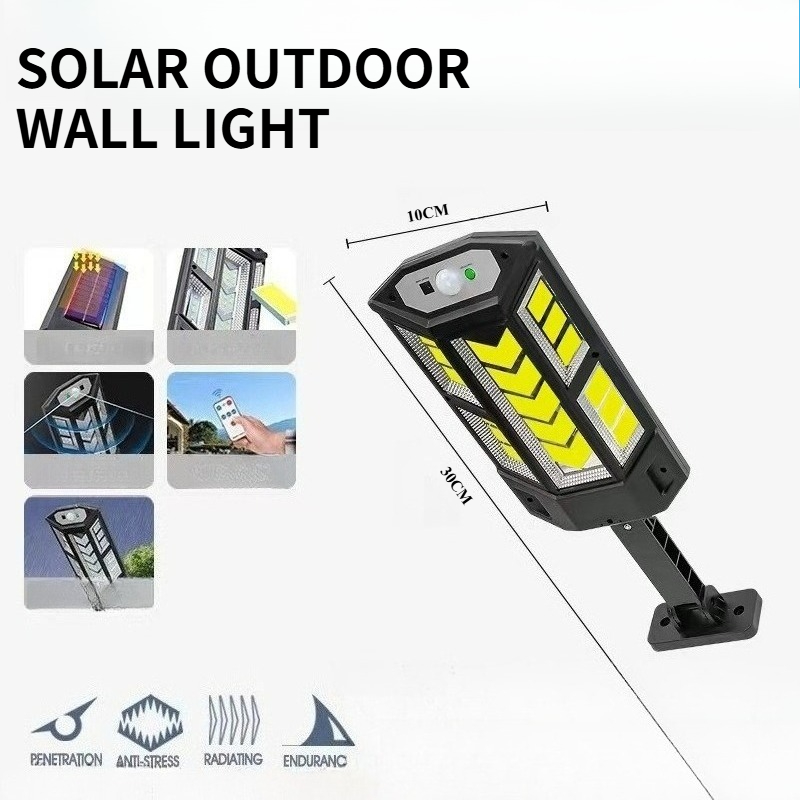 Lámparas solares grandes para exteriores con sensor modo de control remoto adecuado para calles jardines patios luces montadas en la pared impermeables