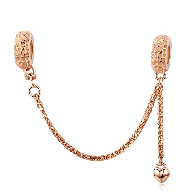 Cadena de seguridad de corazón de Plata de Ley 925 WOSTU, abalorio de ajuste Original, pulsera, joyería para hacer colgantes y collar DXC1112: DXC1112-C