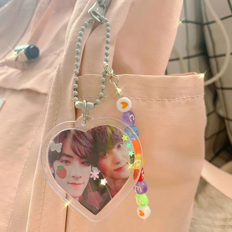 Blank Photo Frame Keychain Transparent Photo Picture Frame Children's Photography Keychain DIY Key Holder Bag Hanging Pendant