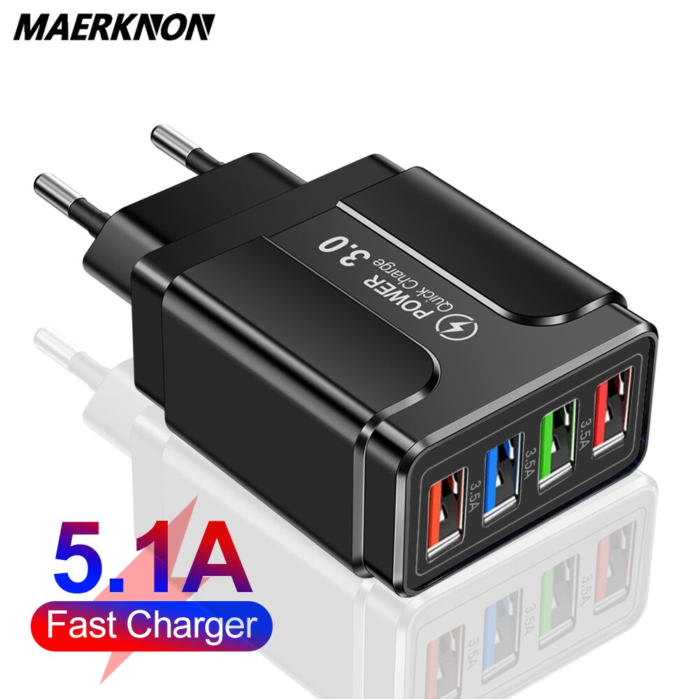 5.1A 4 Ports 20W Fast Chargers Quick Charge 3.0 4.0 For iPhone 12 11 X Samsung Xiaomi Universal USB Charger fast Phone charger