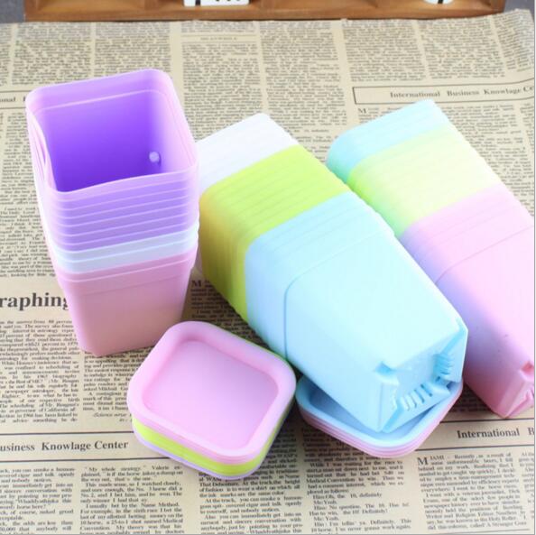 10 sztuk kolorowe plastikowe doniczki kwadratowy kwiat płyta donice na rośliny kreatywny dom leniwy kwiat dostarcza LYQ