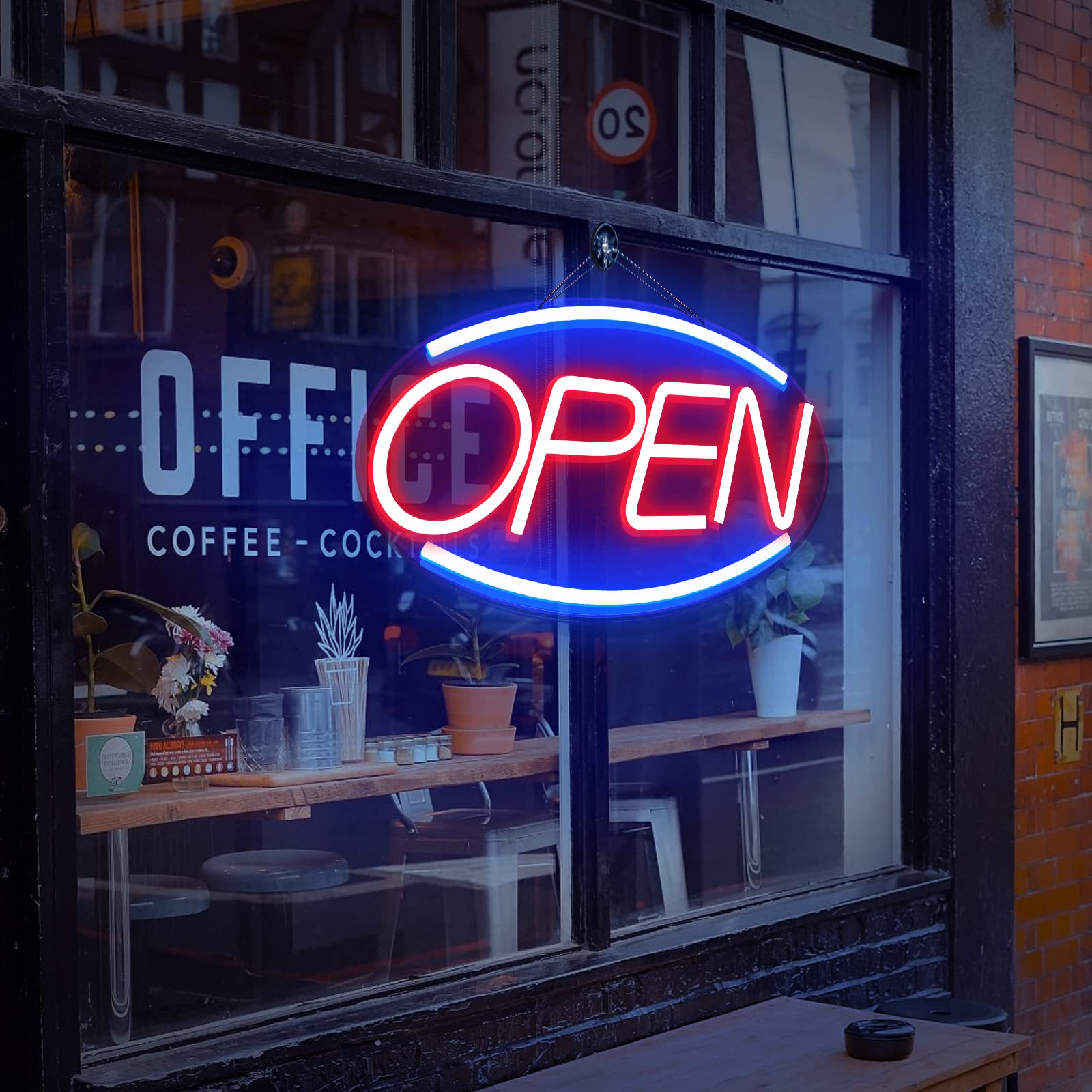 Open Neon Signs Bright LED Light High Visibility Advertisement Board Display Sign Walls Window Door Bar Shop Coffee Salon Store: black