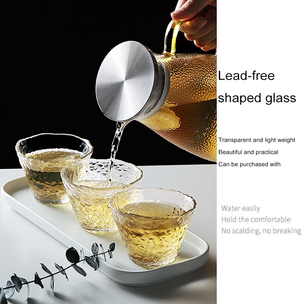 Genomskinlig glas vattenkanna vattenkokare 80/350/1500/2000ml med rostfritt stål filter juice tekanna kanna värmebeständig karaff
