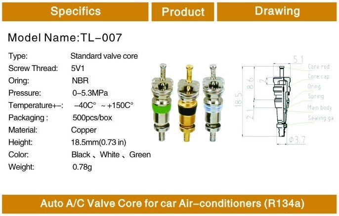 R12 Valve Core for Auto A/C Air Conditioning / Bike Bicycle Tire / HVAC Replacement