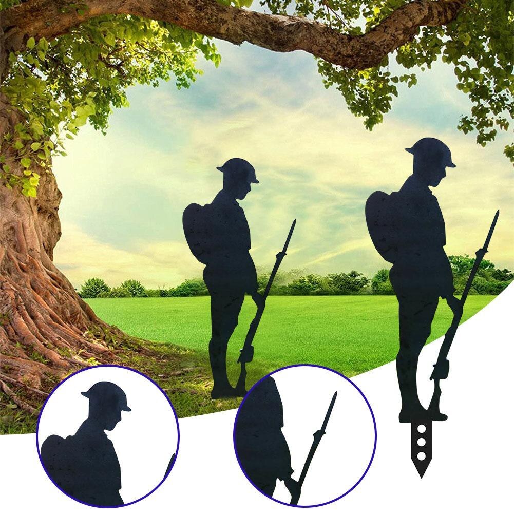Metal Soldiers Silhouette Garden Decoration Outdoor Decor Plug-in Character Courtyard Sign Statue Decoration
