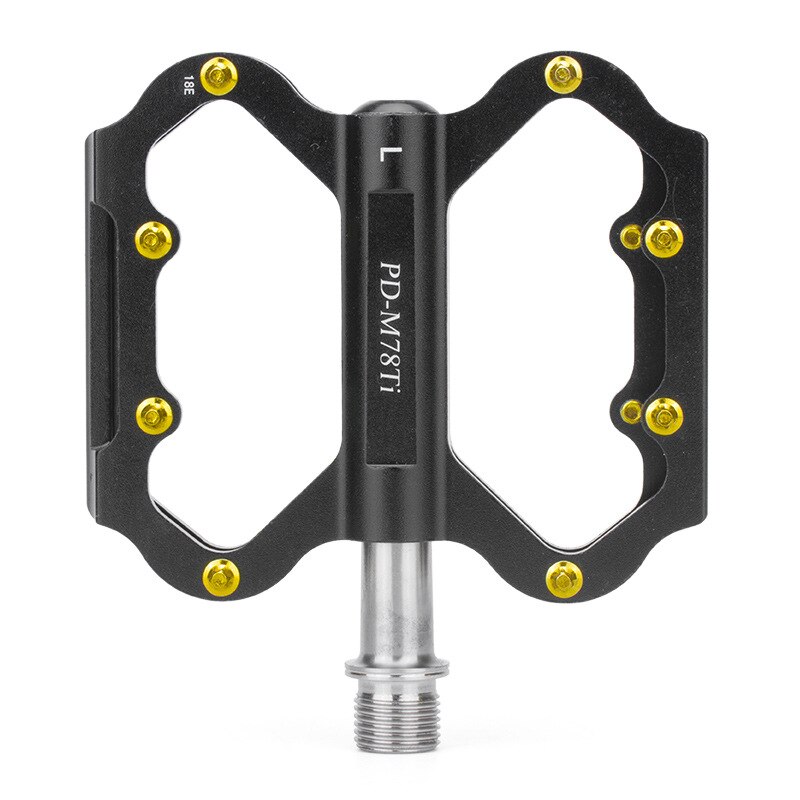 1 pair Titanium Axle pedal mountain bike lightweight anti-slip titanium shaft aluminum alloy Ultralight pedal 3 bearing: black
