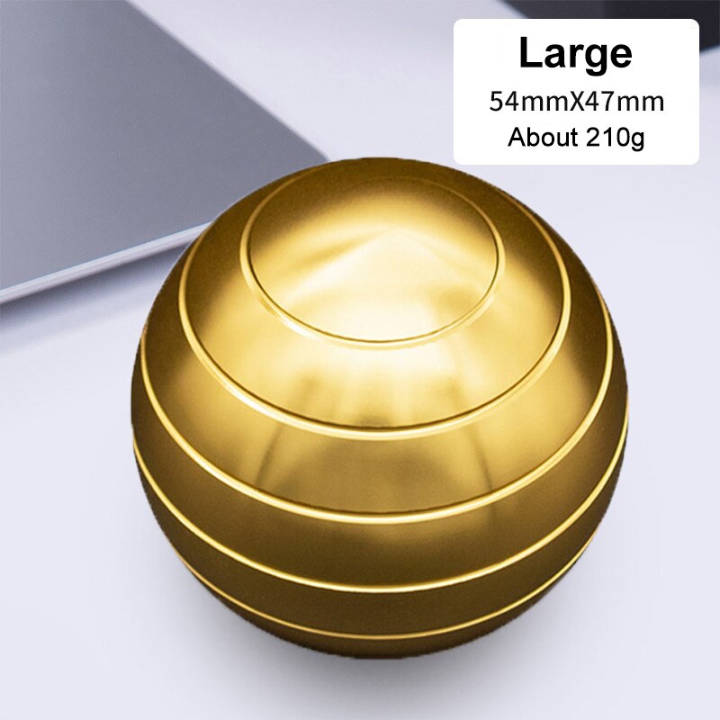 38/45/54mm Mini Desktop Stress Relief Toy Revolving Decompression Ball Desk Office Decor Art Toy Rotary Tabletop Ball for Kids: L Gold