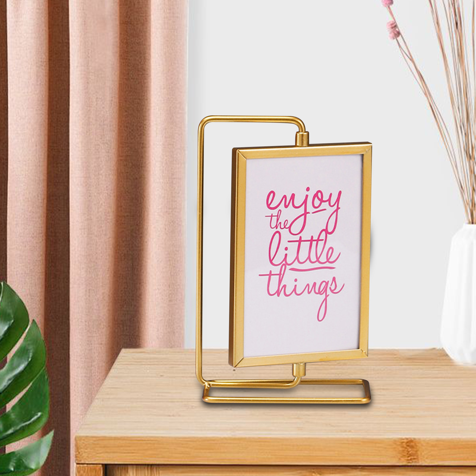 Soporte de exhibición de tarjetas con adorno frontal de cristal, marco de fotos giratorio para oficina, familia, boda, amor, granja, hogar