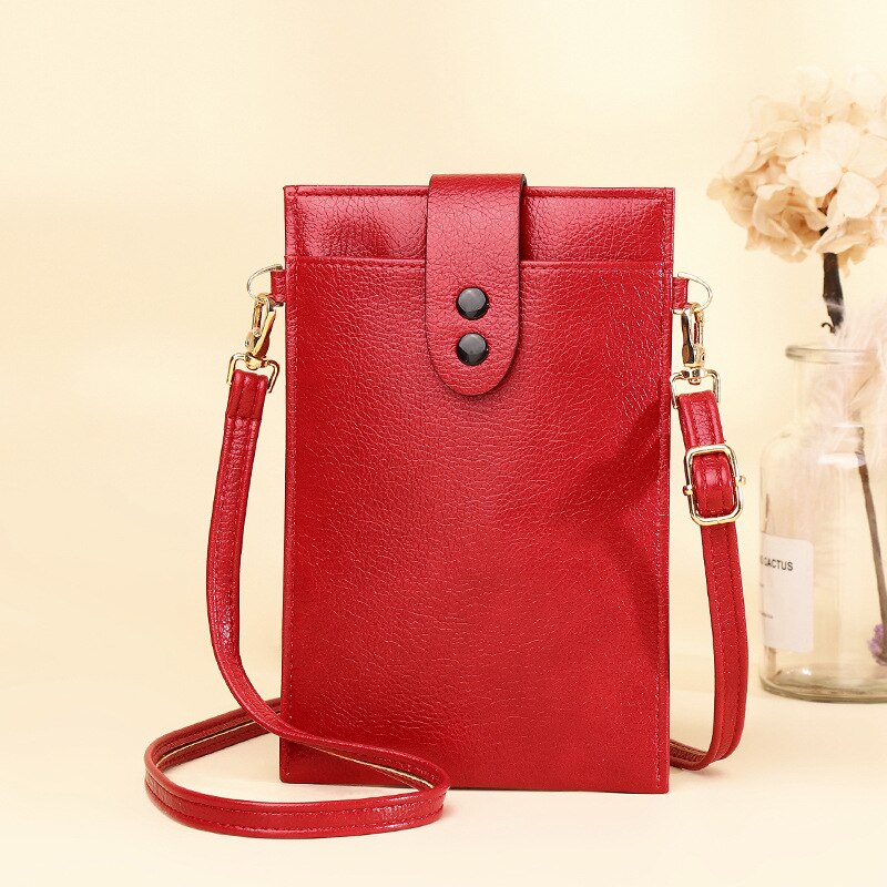 Dunne Schoudertas Voor Vrouwen Pu Lederen Kleine Telefoon Tas Dames Mini Crossbody Messenger Bag Vrouwelijke Card Purse: Red