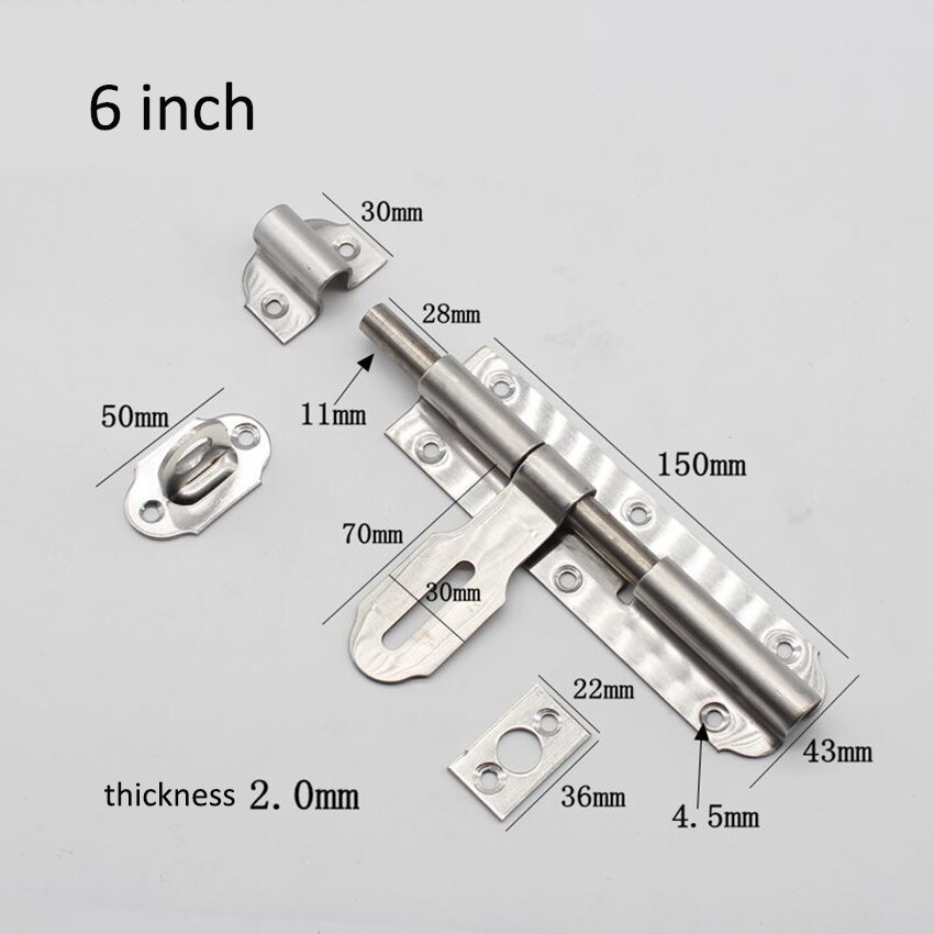 Slide Door Lock Barrel Bolt Latch Padlock Clasp With Padlock 4/6Inch Bolt Toggle Latch Lock Stainless Steel Latch Hard: 6 inch