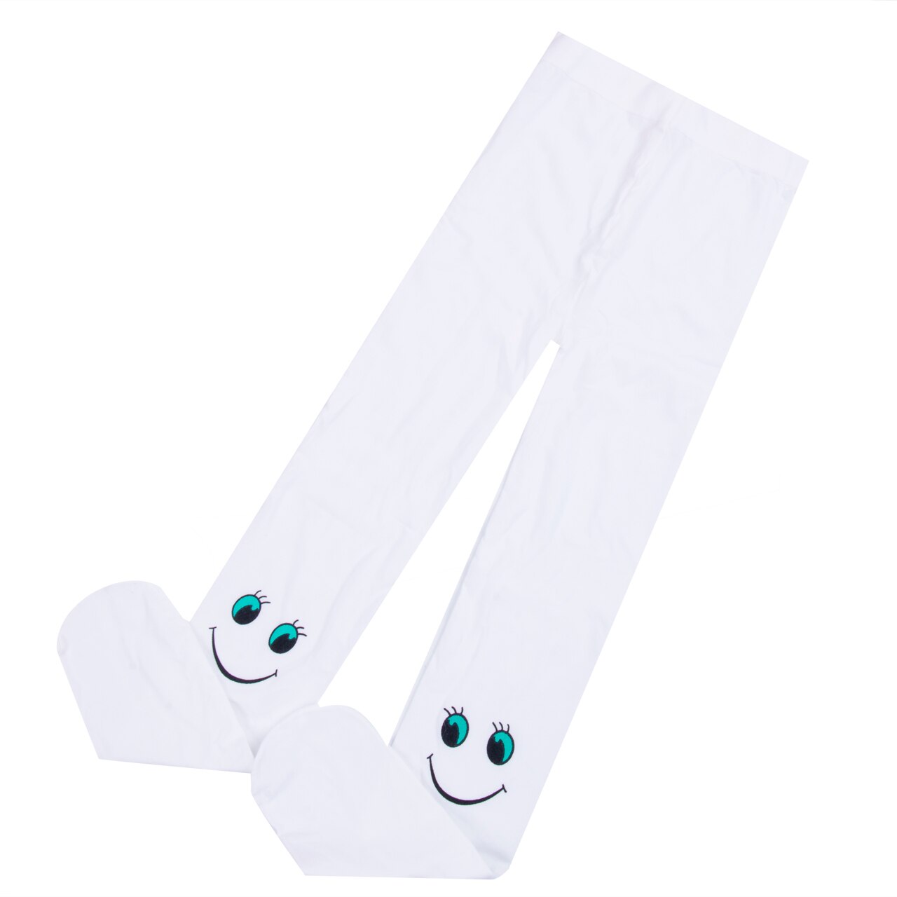 Baby Kids Meisjes Katoen Warm Vos Panty Lachend Gezicht Kousen Kousen Panty Volledige Voet Lange Zachte Cartoon Dancing Accessoires: WHITE