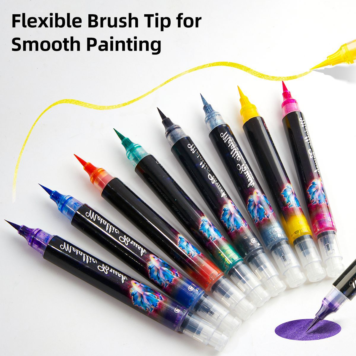 8 Colors Metallic Brush Pens Glitter Dual Color Marker Calligraphy Fine Nibs Art Marker For Album DIY Scrapbooking Art Supplies