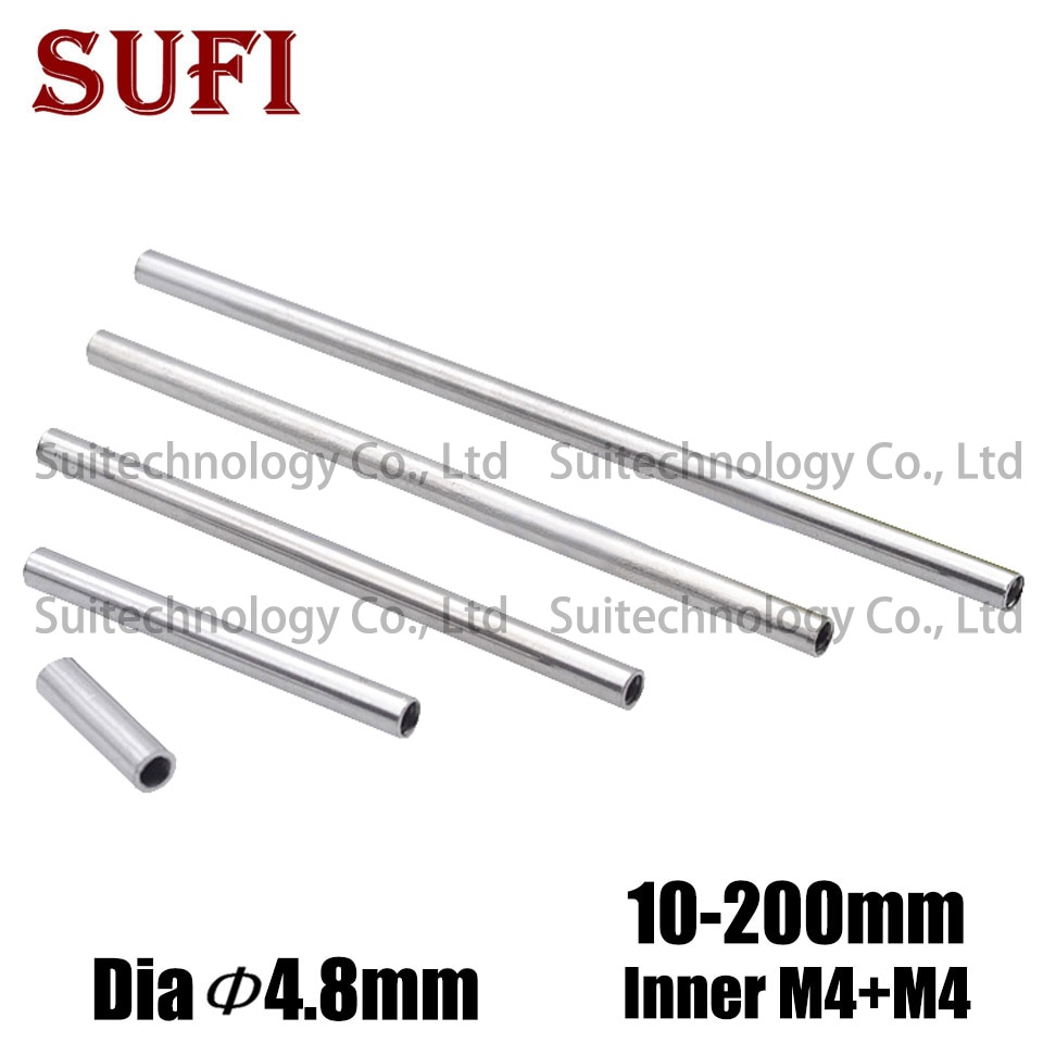 5 piezas M4 diente interior hueco tubo recto tuerca interior hilo interior accesorios de iluminación hierro cromado hueco varilla larga