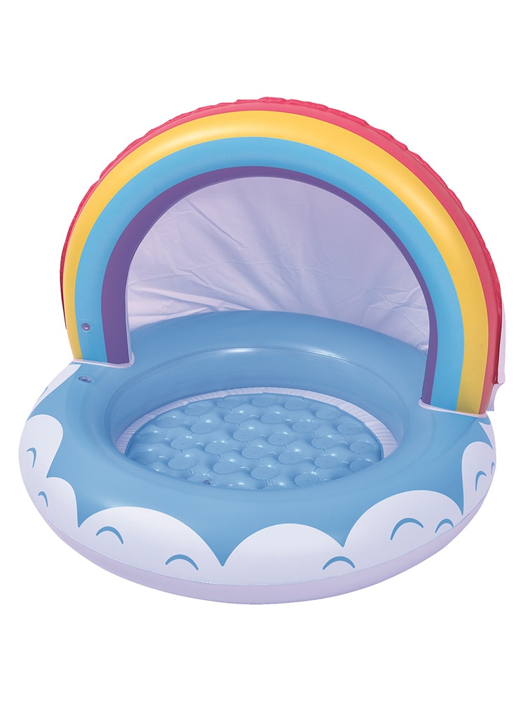 Regenboog Opblaasbare Baby Zwembad Met Luifel Zon Bescherming Pvc Water Wastafel Voor Thuis Leveringen Dh