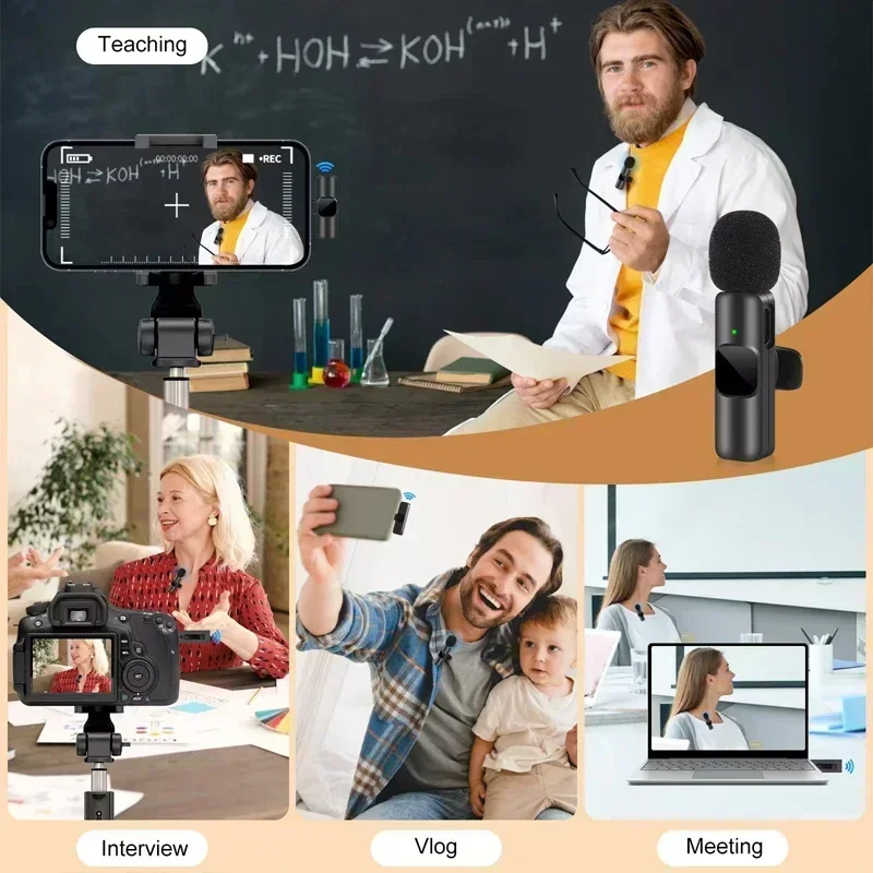 NEUE kabellos Lavalier-mikrofon Audio- Video Aufnahme Mini Mic Für iPhone Android Laptop Live Spielen praktisch Mikrofon
