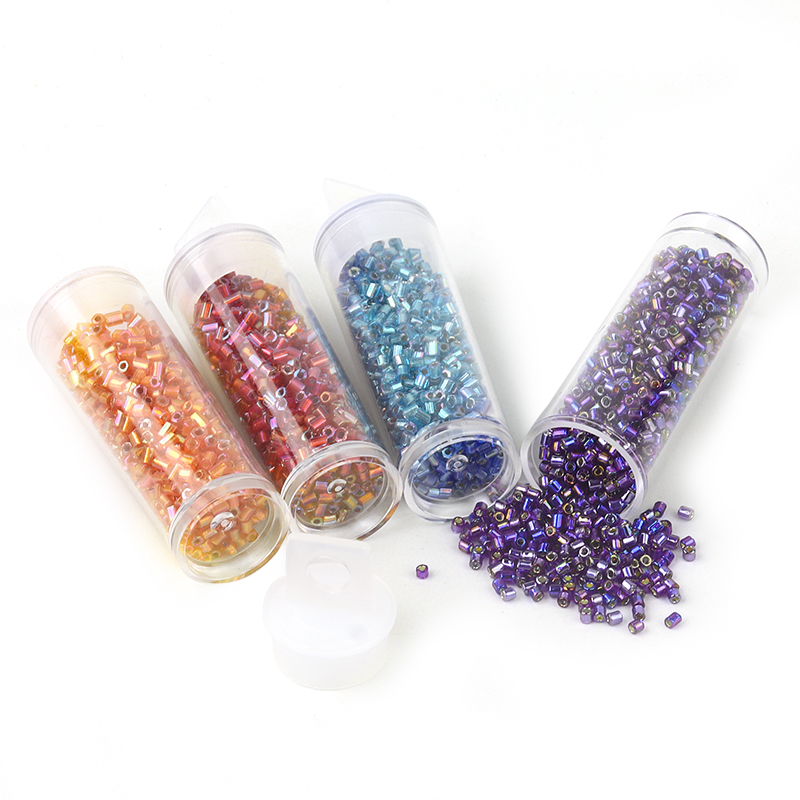 1100 pièces 2mm AB couleur perles Tube forme verre perle perles de rocaille pour la fabrication de bijoux perles d'espacement en vrac bracelet à bricoler soi-même collier