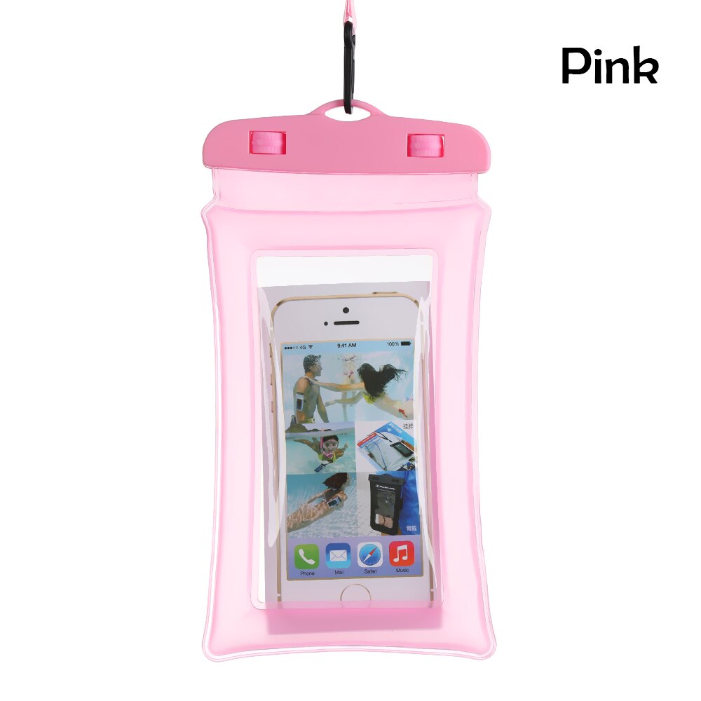 Mode Universal 6.3 inch Airbag Drijvende Zwemmen Tassen Waterdichte Touchscreen Phone Bag Onderwater Pouch Telefoon Geval Duurzaam: Roze