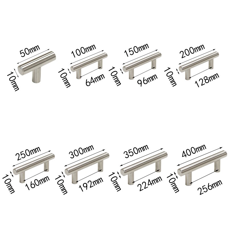 Diameter 10mm Stainless Steel Kitchen Door Cabinet T Bar Handle Pull Knob Door Pull Handle Stainless Door Handle With Screws