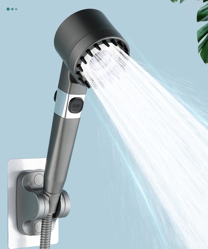 Hogedruk Vierkante Douchekop 3-Mode Verstelbare Spray Met Massage Borstel Filter Regendouche Kraan Badkamer Accessoires