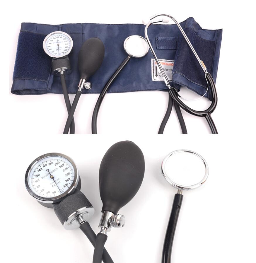 Classic Stethoscope Manual Cuff Blood Pressure Monitor Arm Aneroid Sphygmomanometer kit with Pressure Gauge