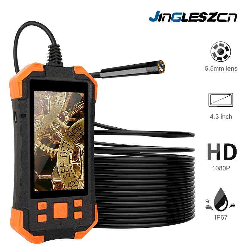 1080P HD Digital Endoscope Camera 4.3 Inch LCD 4cm-5m Focal Distance Snake Camera 3000mAh Video Inspection Camera with 6 led