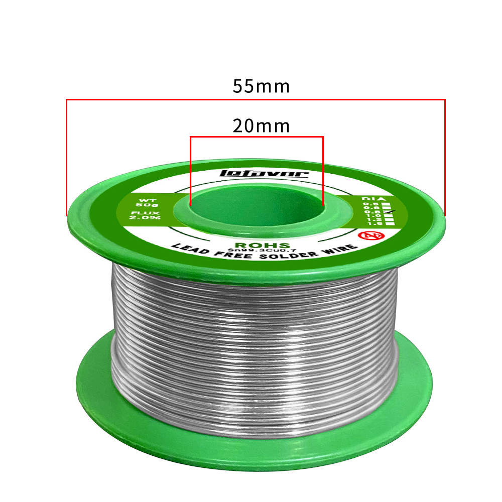 Alambre de soldadura sin plomo, 0,8mm/1,0mm, 50g, hilo de estaño para soldadura, rollo de Protección Ambiental, herramientas de soldadura Sn99.3Cu0.7