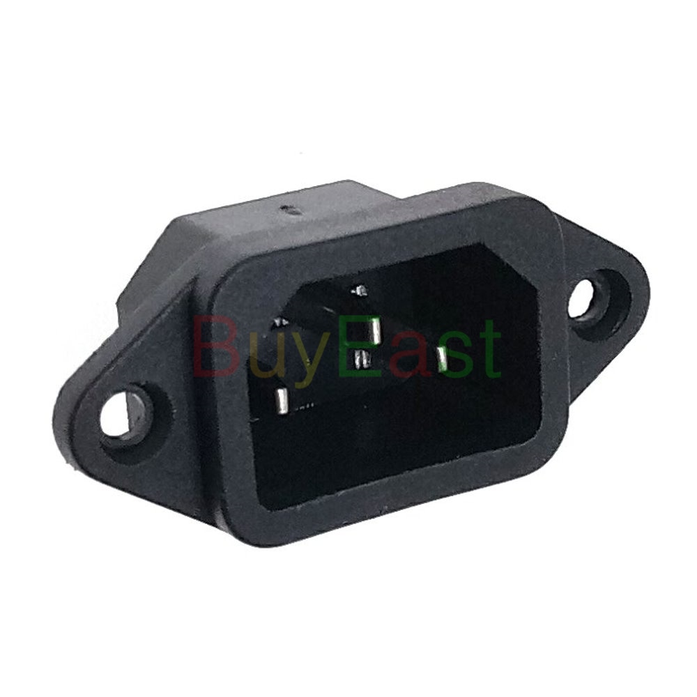 IEC C14 Male Panel Screw Mount Industrial Inlet Power Plug Socket AC250V 10A