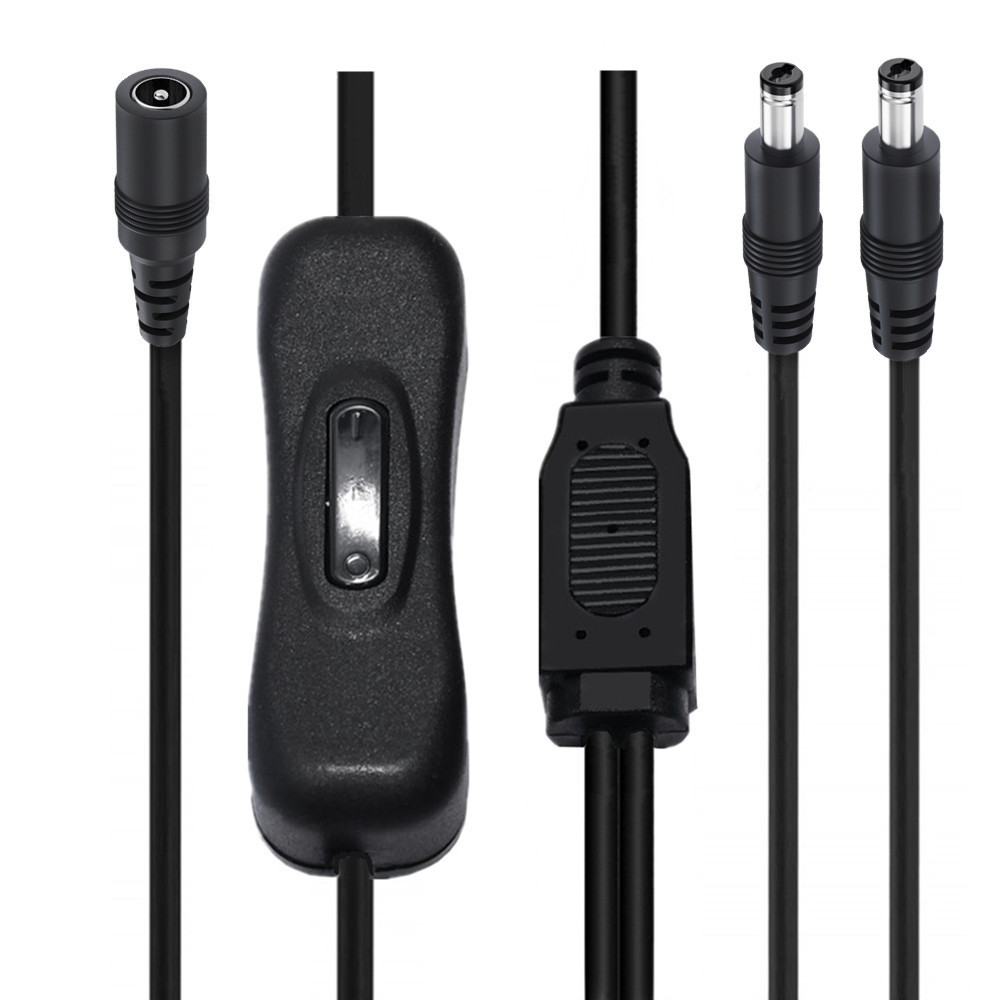 DC5521 DC5525 One split, two female to two male Y-shaped splitter power cord with 304 switch wire