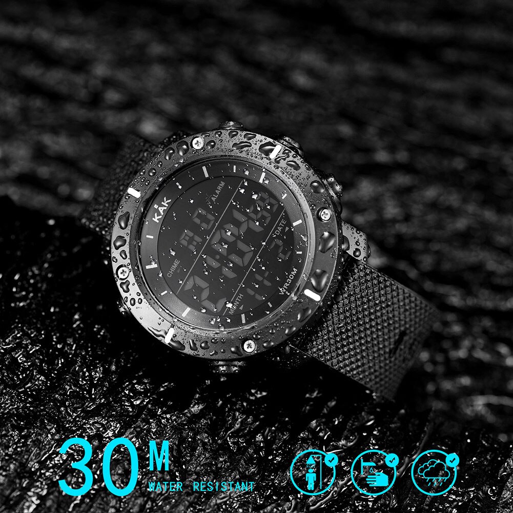 KAK Outdoor Men Sports Watches Waterproof Luminous Time Date Stopwatch LED Digital Wrist Watch