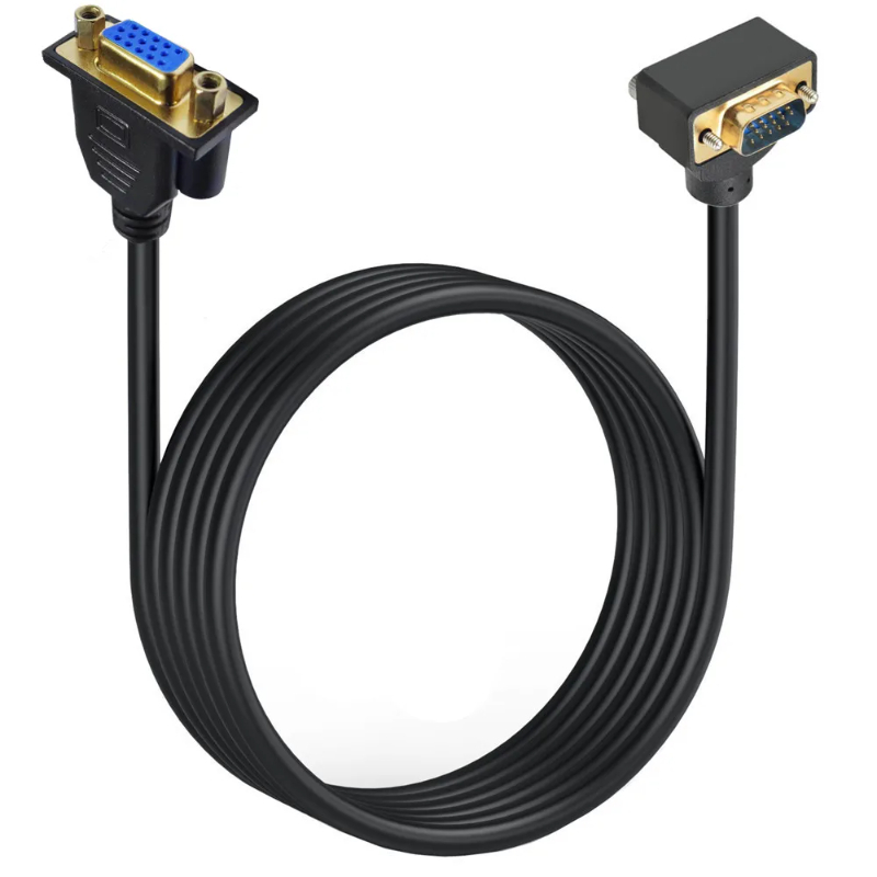 90- graders vga hann-til-hunn-forlengelseskabel, vga 15- pins skjermvideokabel støtter 1080p full hd for pc bærbar pc tv projektor