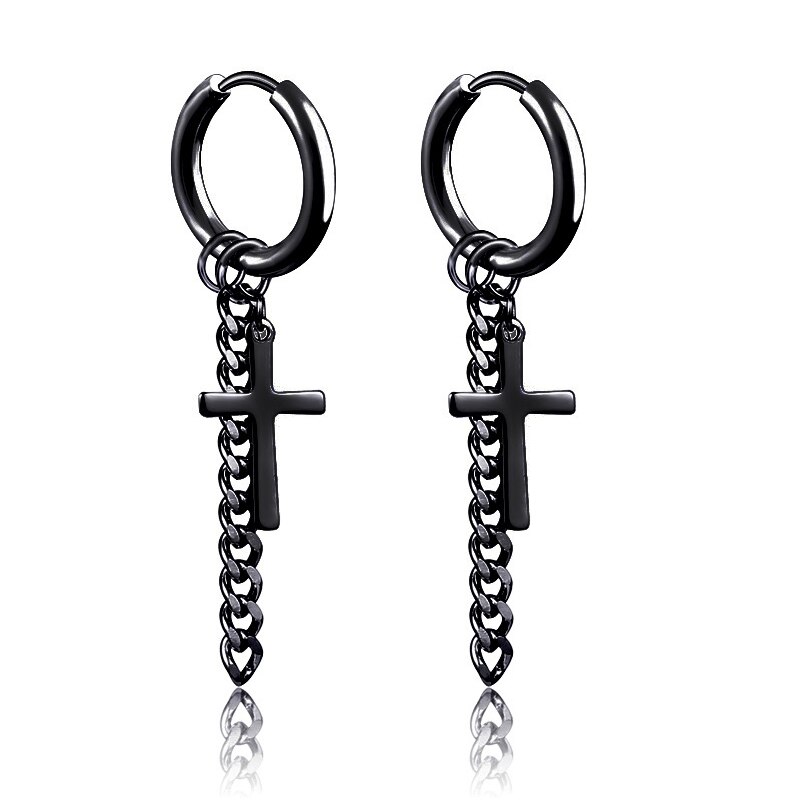 Pendientes de acero inoxidable con forma de cruz para hombre y mujer, aretes, estilo gótico, Punk, 1 par: Style 2