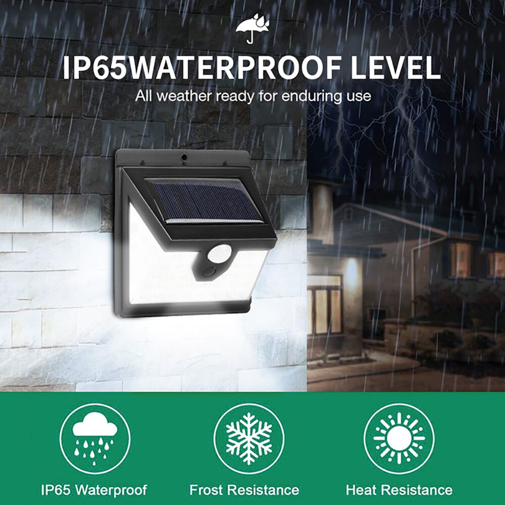Applique murale solaire améliorée mpow 40 led avec détecteur de mouvement pir, lampe solaire, 3 modes d'éclairage ,  ip65 lampes de jardin extérieures étanches